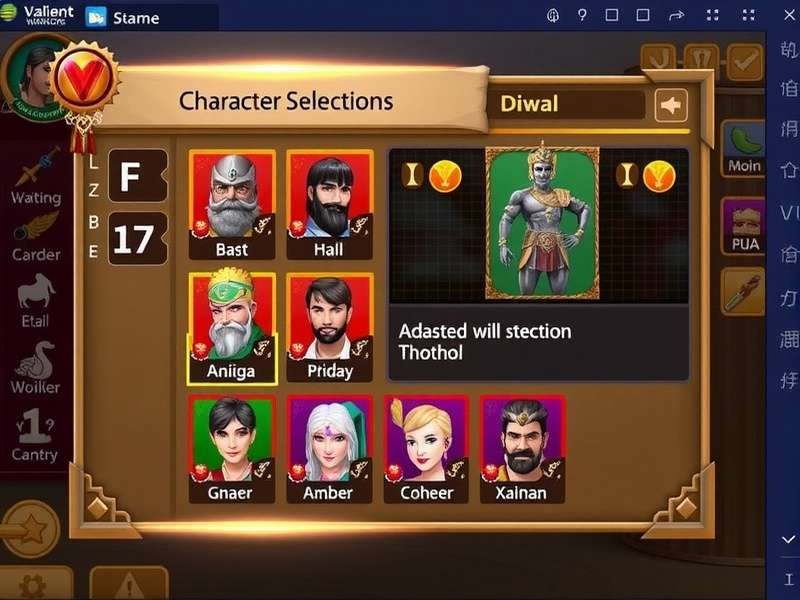 Valiant Warriors Character Selection Screen
